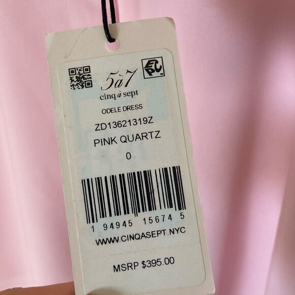 NWT Cinq A Sept Odele Mini Pink Dress Puff Sleeve Ruched Size 0 - Picture 11 of 11